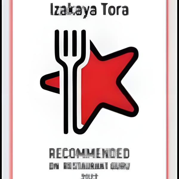 Izakaya Tora logo with a black fork and a red star, text reads "Recommended".